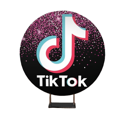 6,6-футовый круговой фон для вечеринки и мероприятия Tik Tok с повторяющимся логотипом, круглый фотобаннер