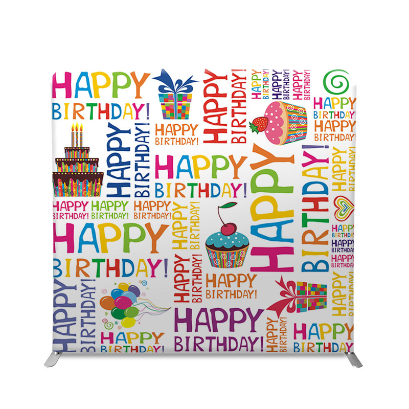 Горячая продажа напрямую с фабрики, 8-футовая прямая подставка, алюминиевая рама, натяжная ткань, фон для фотобудки, 8-футовая портативная задняя стенка