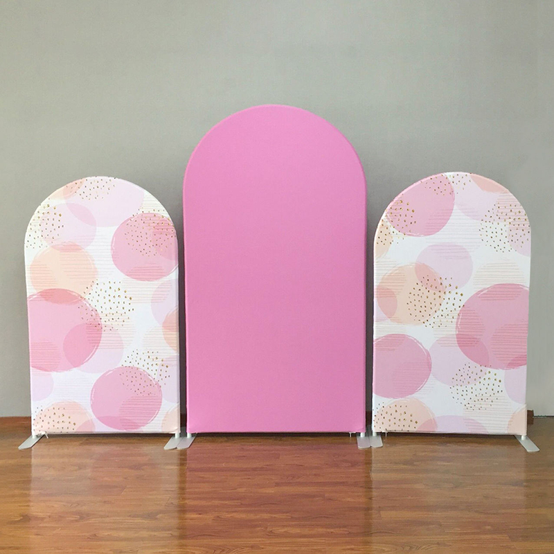 Пользовательский свадебный фон с днем ​​рождения, круглая арочная рамка, алюминиевый фон для украшения вечеринки
